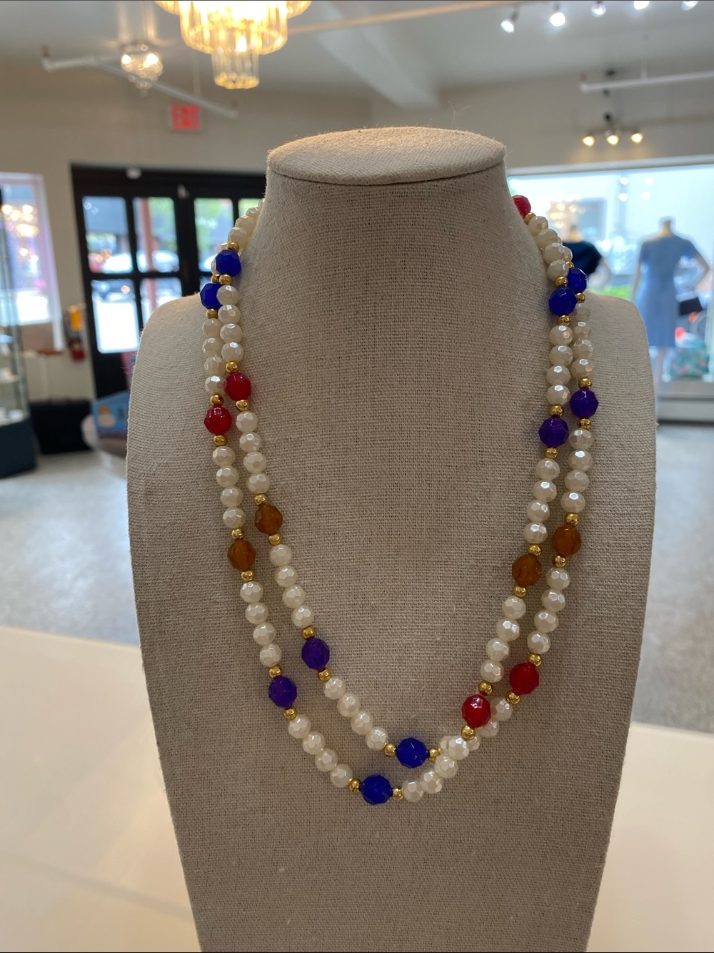 Multi-Color Beaded Pearl Necklace